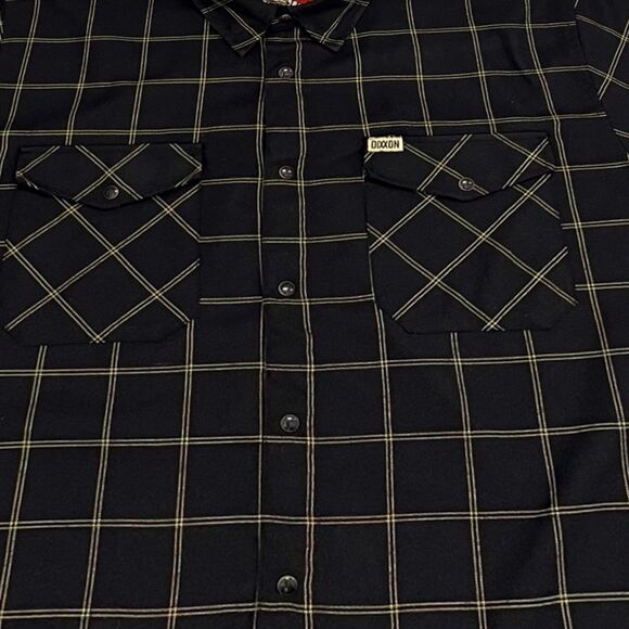 DIXXON FLANNEL CO. Stay Gold Black Gold Plaid D-Tech Shirt 2X Pearl Snaps - Picture 3 of 9